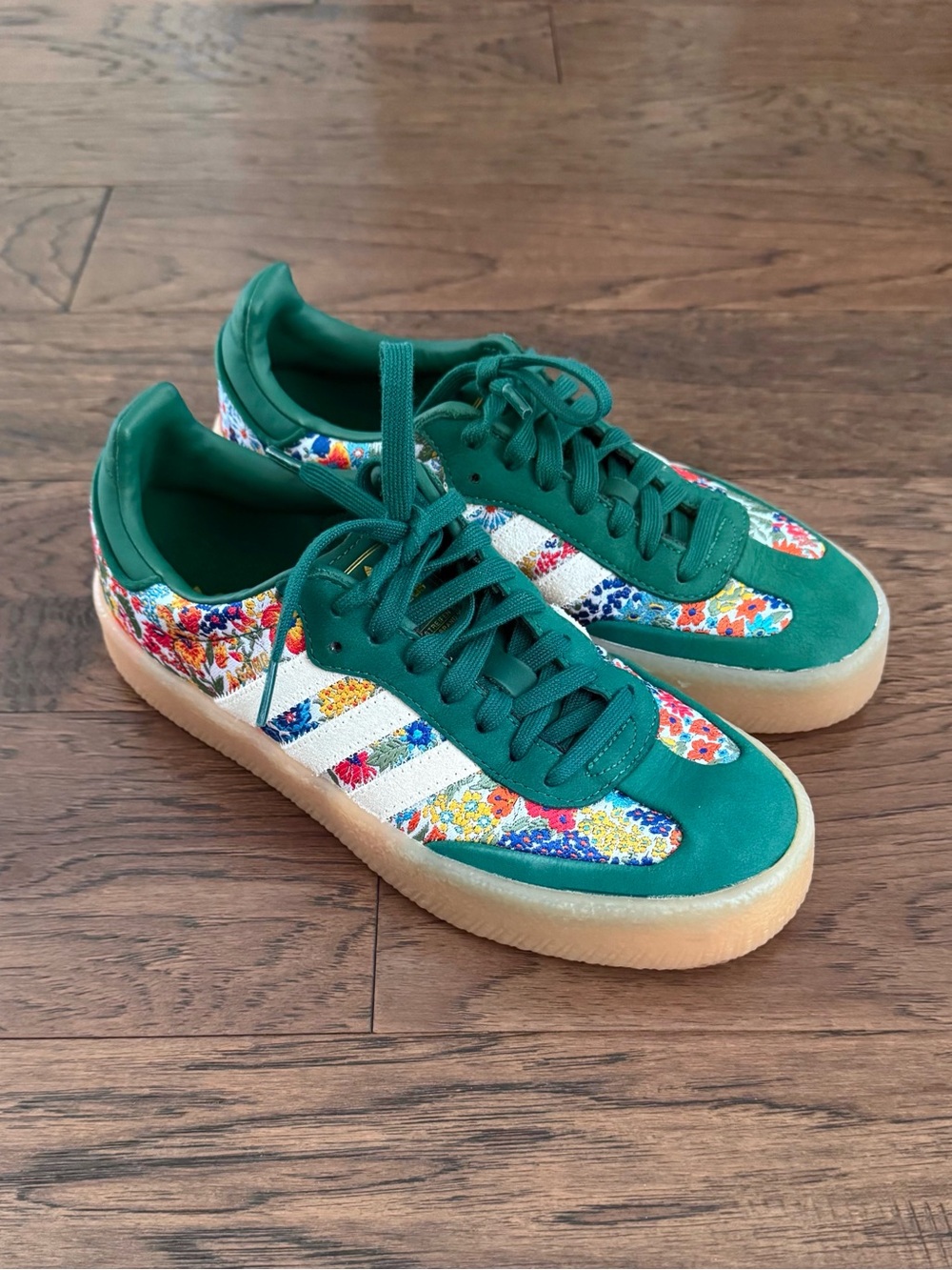 Adidas Sambae X Liberty London Green Shoes Clear Sky / Cloud White / Gum